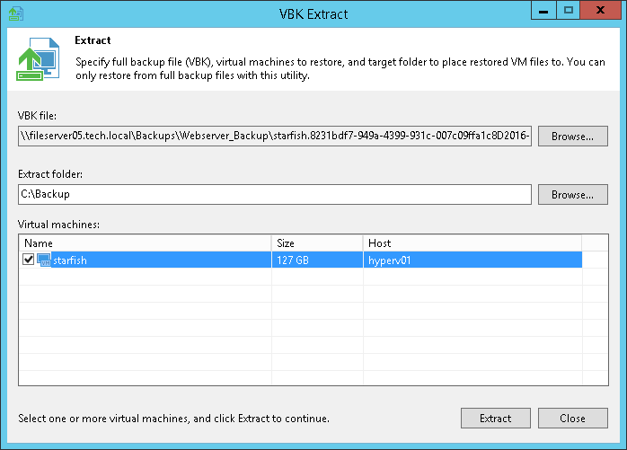 Using the Extract Utility via GUI