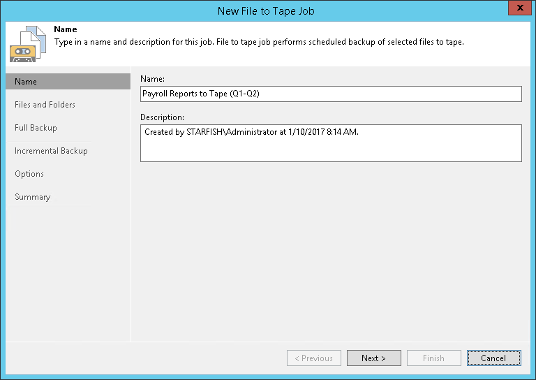Step 2. Specify Job Name and Description