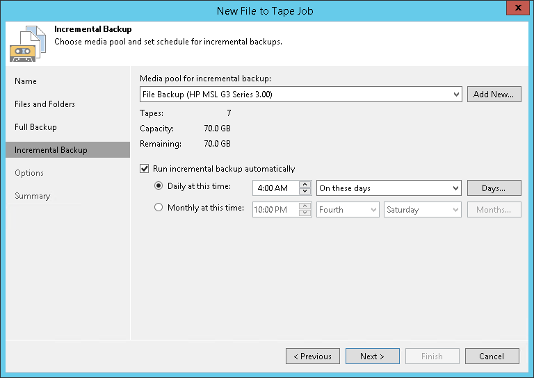 Step 5. Specify Media Pool for Increments