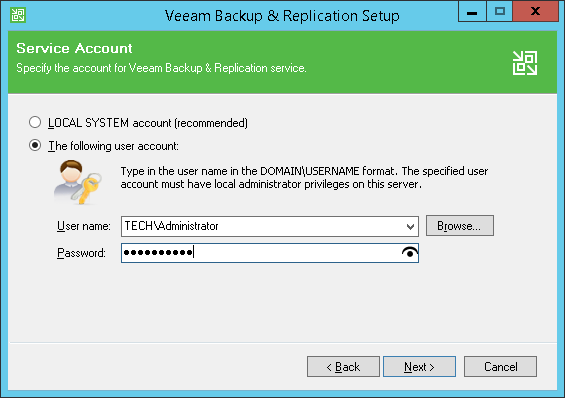Step 7. Specify Service Account Settings
