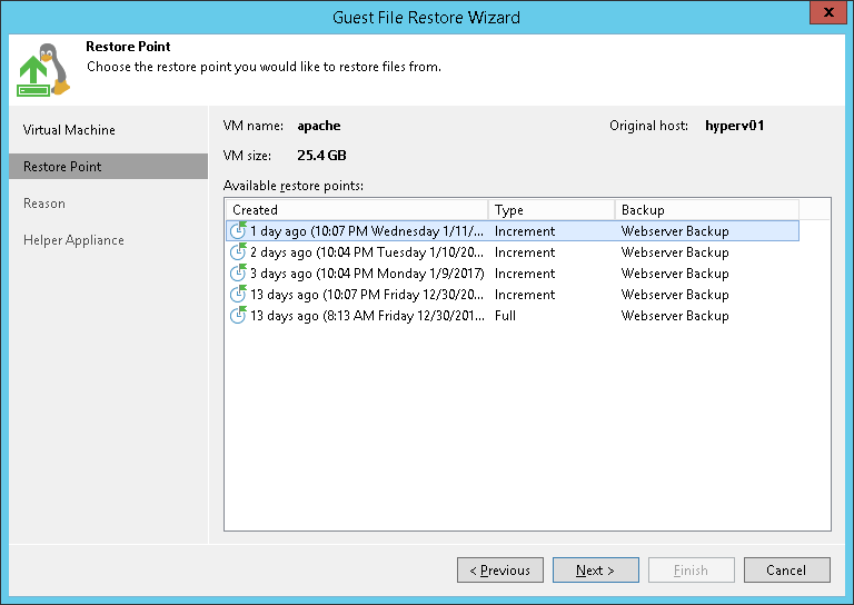 Step 3. Select Restore Point