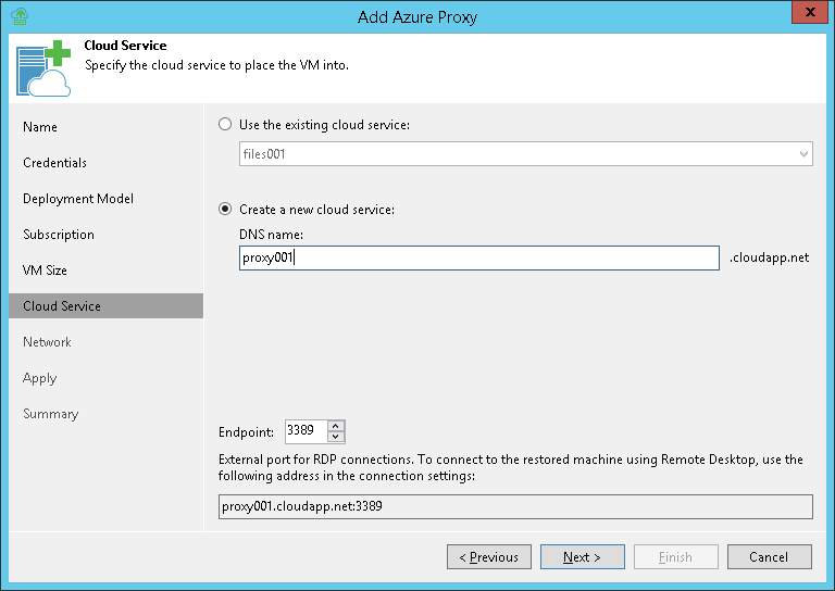 Step 7b. Select Cloud Service