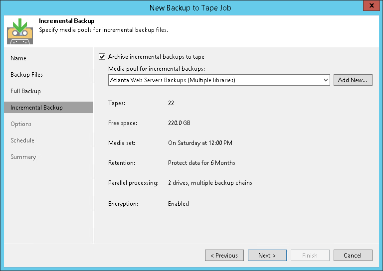 Step 5. Choose Media Pool for Incremental Backups