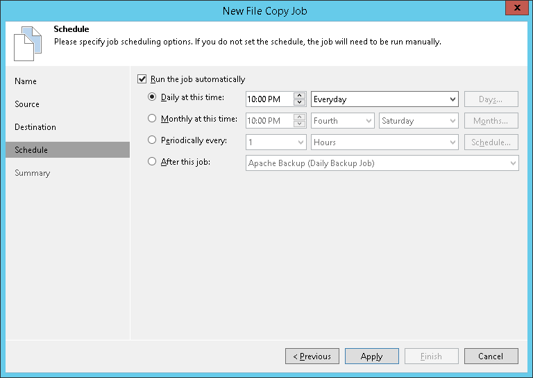 Step 5. Define the Job Schedule