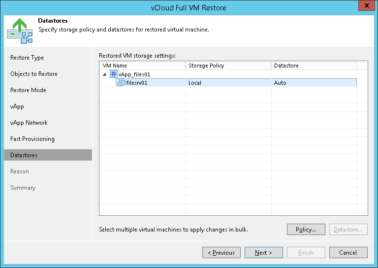 Step 8. Select Storage Policy and Datastores