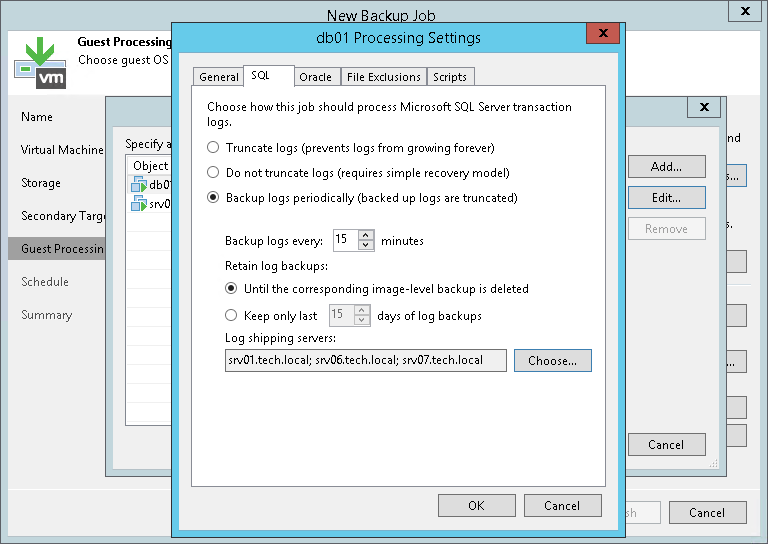 Transaction Log Settings: Microsoft SQL Server