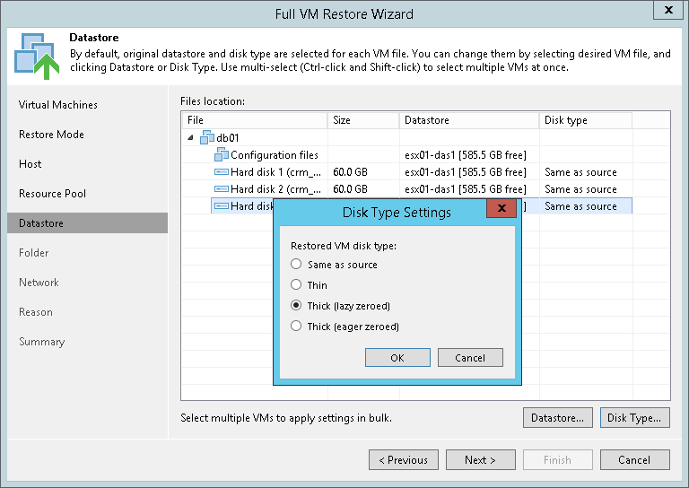 Step 7. Select Target Datastore
