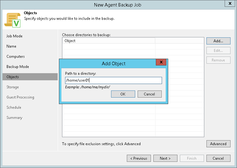 Specifying Directories to Back Up