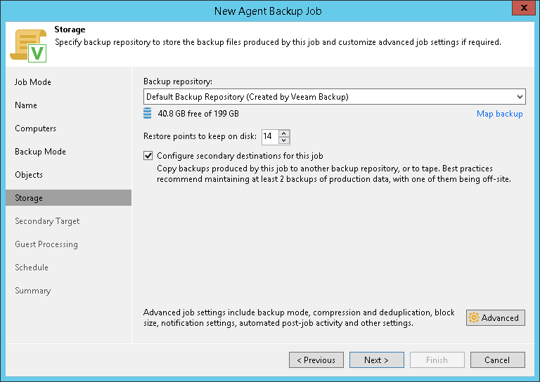 Backup Storage Settings