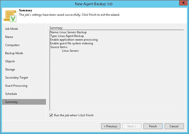 Step 13. Review Backup Job Settings