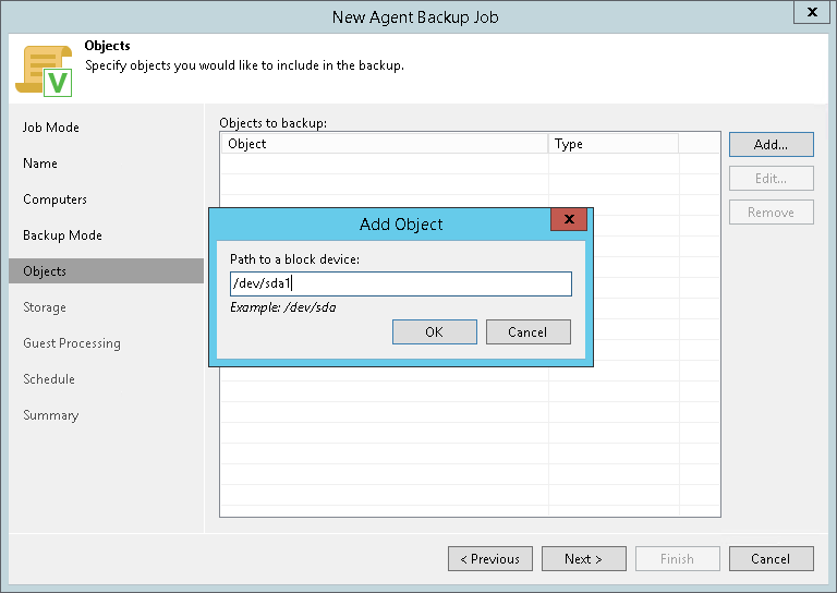 Specifying Volumes to Back Up