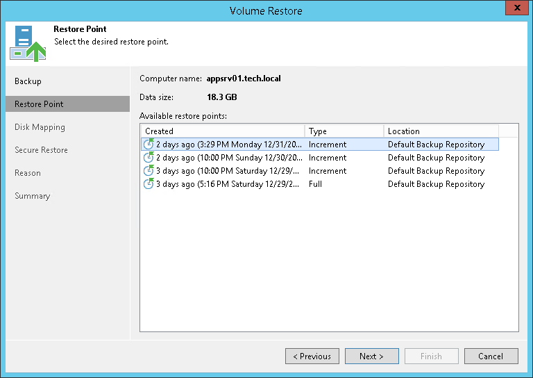 Step 3. Select Restore Point
