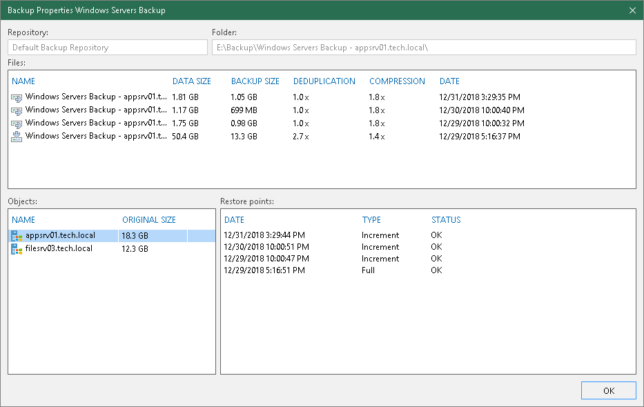 Viewing Backup Properties