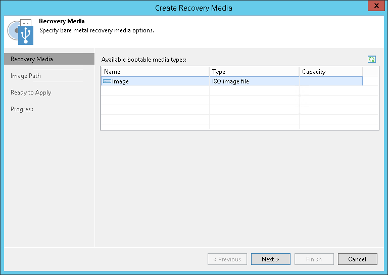 Step 2. Specify Recovery Media Options