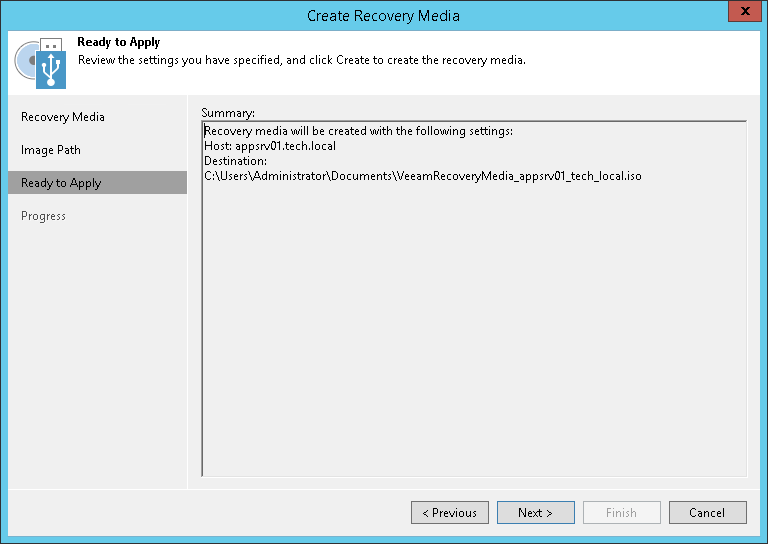 Step 4. Review Recovery Image Settings