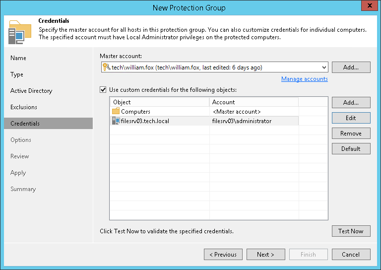 Step 6. Specify Credentials