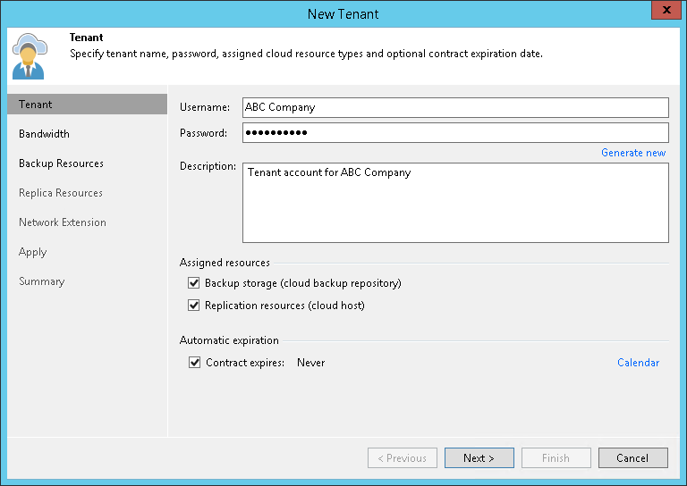 Step 2. Specify Tenant Settings