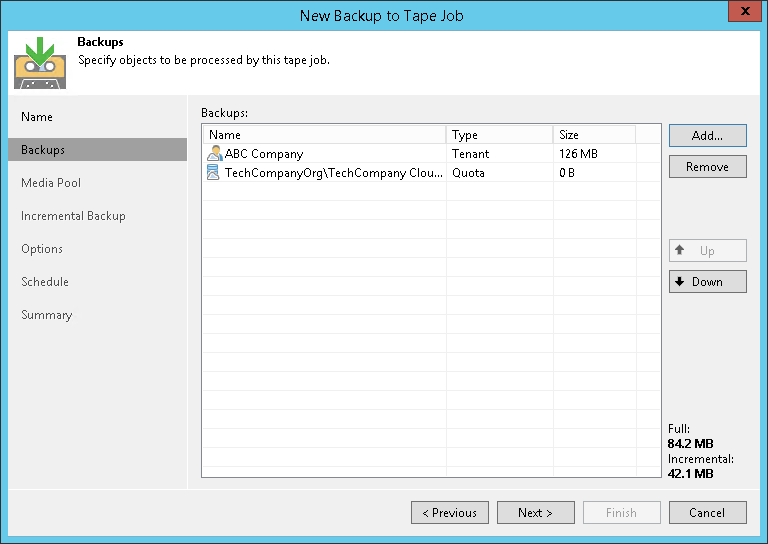 Creating Tenant Backup to Tape Job