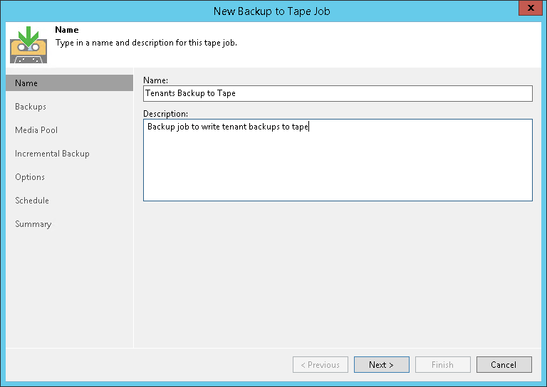 Creating Tenant Backup to Tape Job