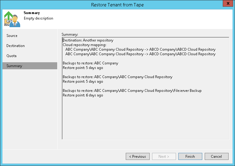 Restoring Tenant Data from Tape