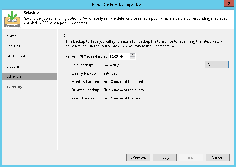 Creating Tenant Backup to Tape Job