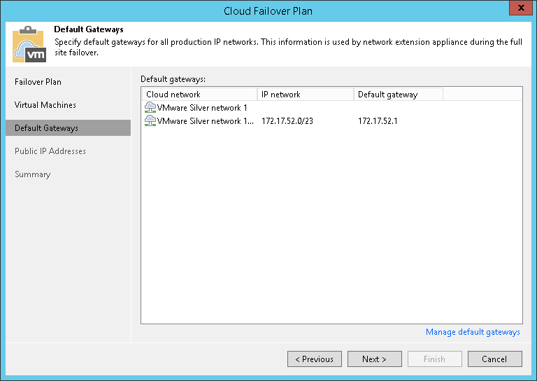 Step 4. Specify Default Gateways
