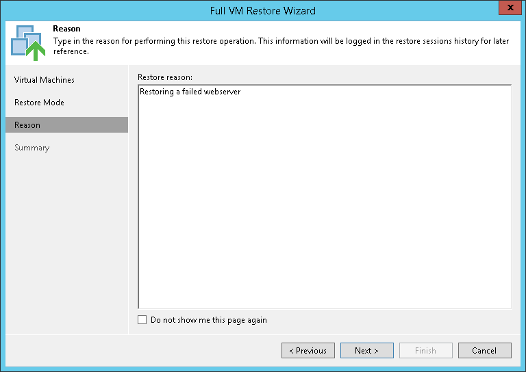 Performing Full VM Restore