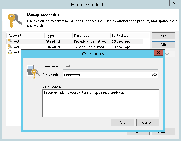 Managing Network Extension Appliance Credentials