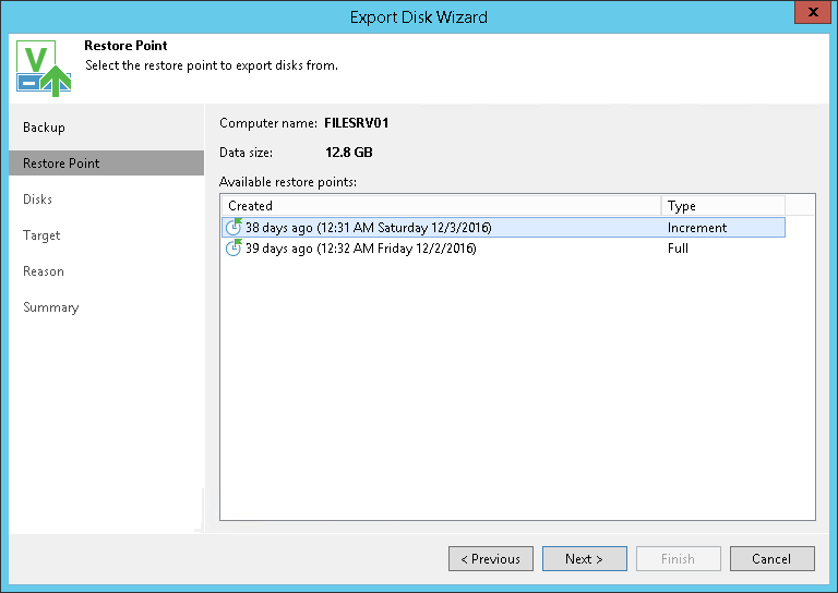 Exporting Disks from Veeam Agent Backups