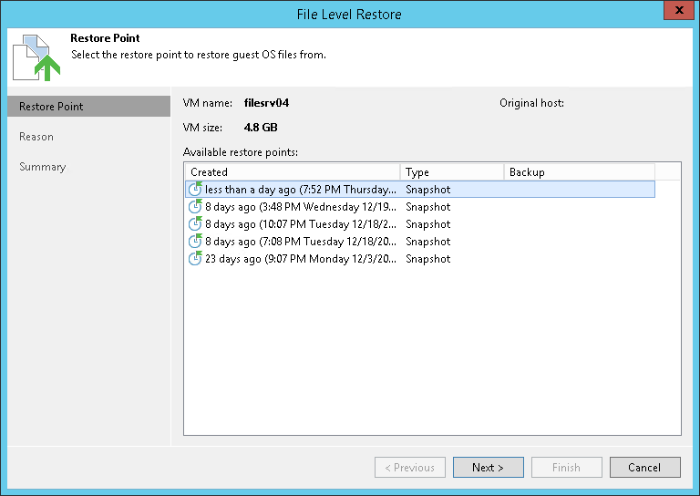 Restoring VM Guest OS Files