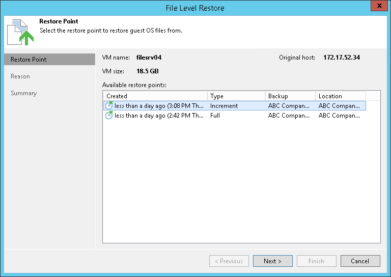 Restoring VM Guest OS Files
