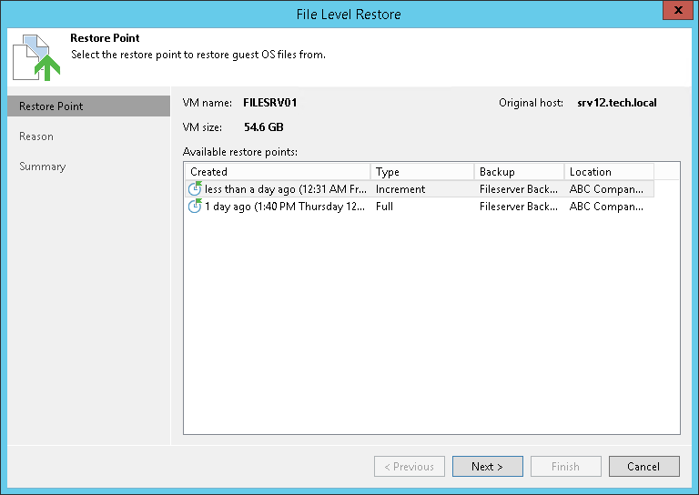 Restoring Guest OS Files from Veeam Agent Backups