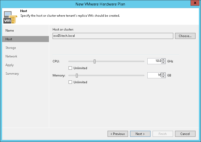 Step 3. Specify Host or Cluster