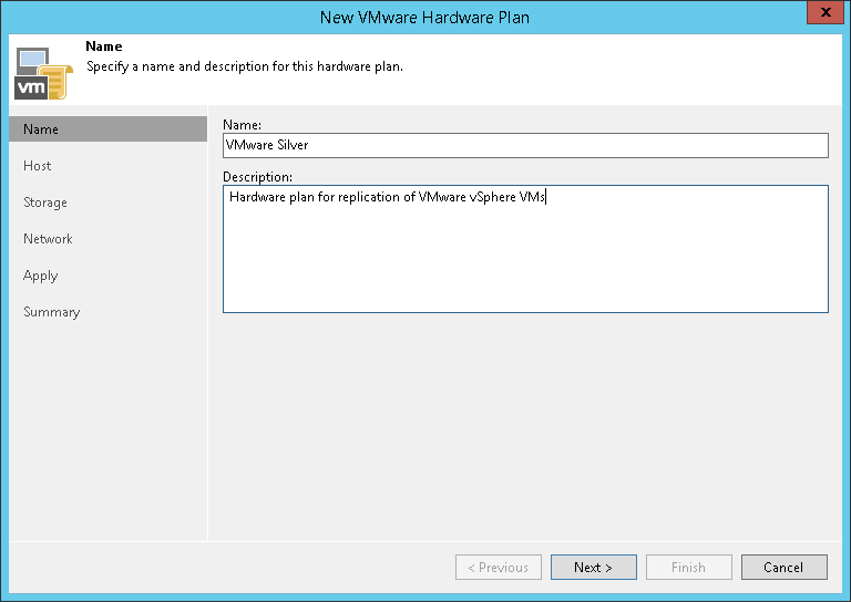 Step 2. Specify Hardware Plan Name and Description