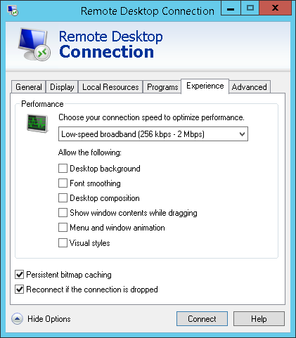 Adjusting Remote Desktop Connection Settings