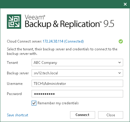 Step 3. Log On to Tenant Backup Server