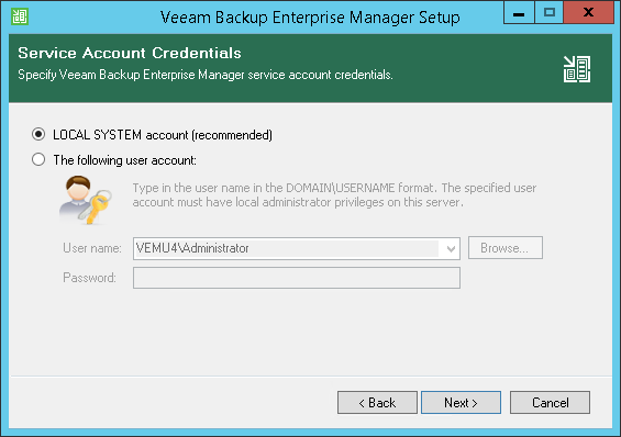 Step 7. Specify Service Account Settings