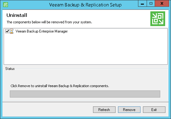 Uninstalling Veeam Backup Enterprise Manager