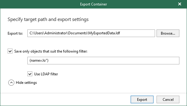Exporting Containers