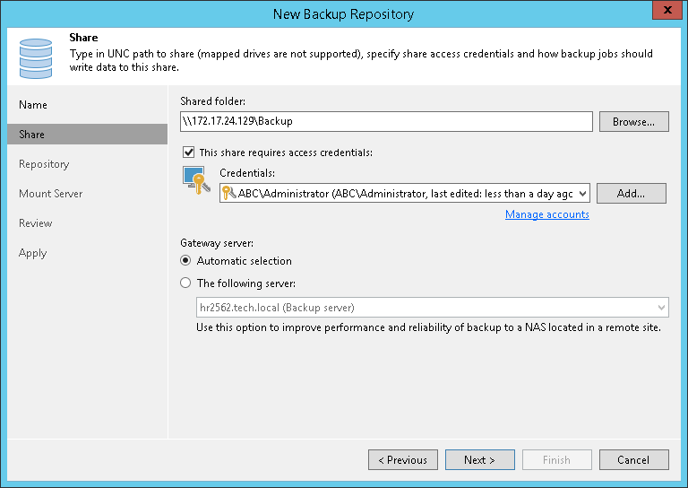 Step 3. Specify Server or Shared Folder Settings