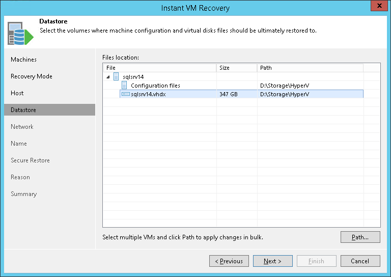 Step 6. Select Target Datastore
