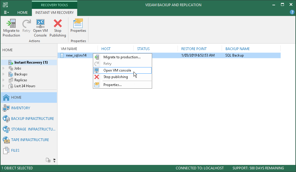 Step 12. Finalize Instant VM Recovery