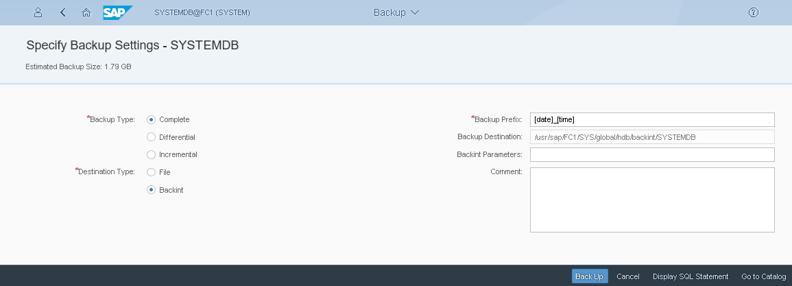 Backing Up Databases with SAP HANA Cockpit