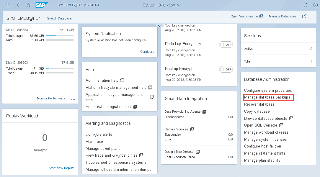 Backing Up Databases with SAP HANA Cockpit