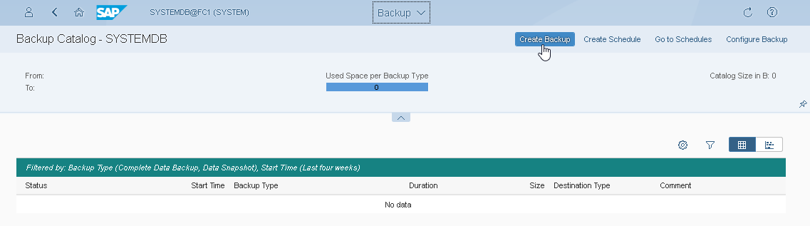 Backing Up Databases with SAP HANA Cockpit