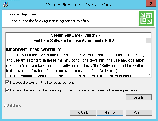 Installing Veeam Plug-in for Oracle RMAN