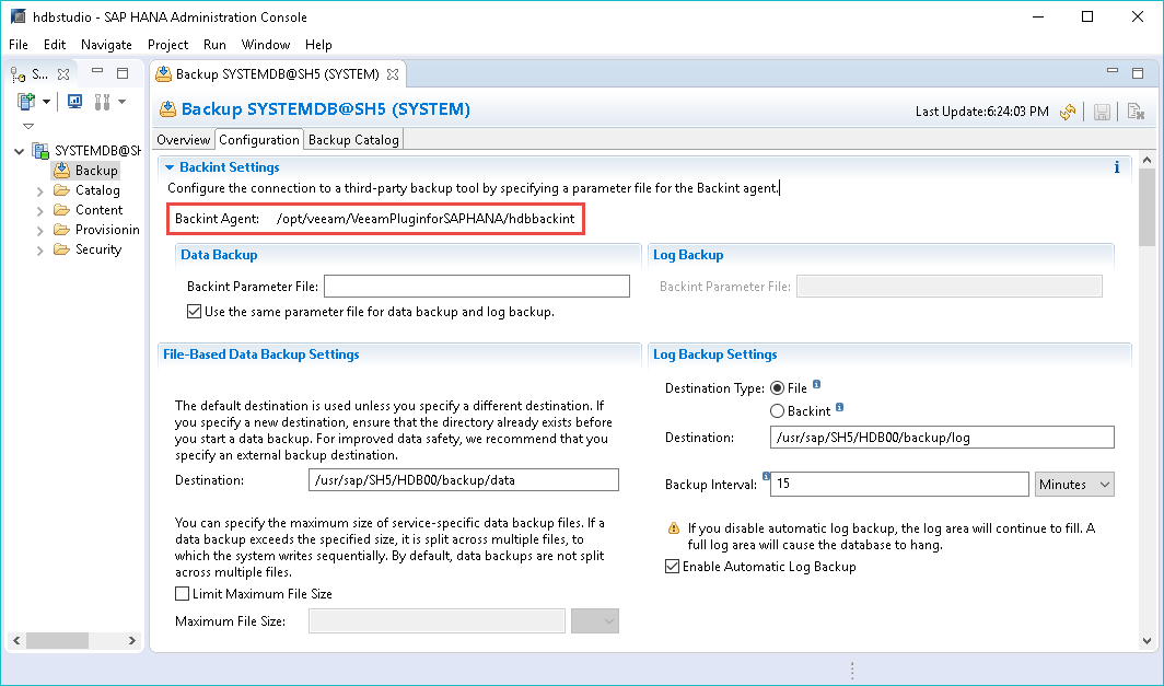 Configuring Veeam Plug-in for SAP HANA