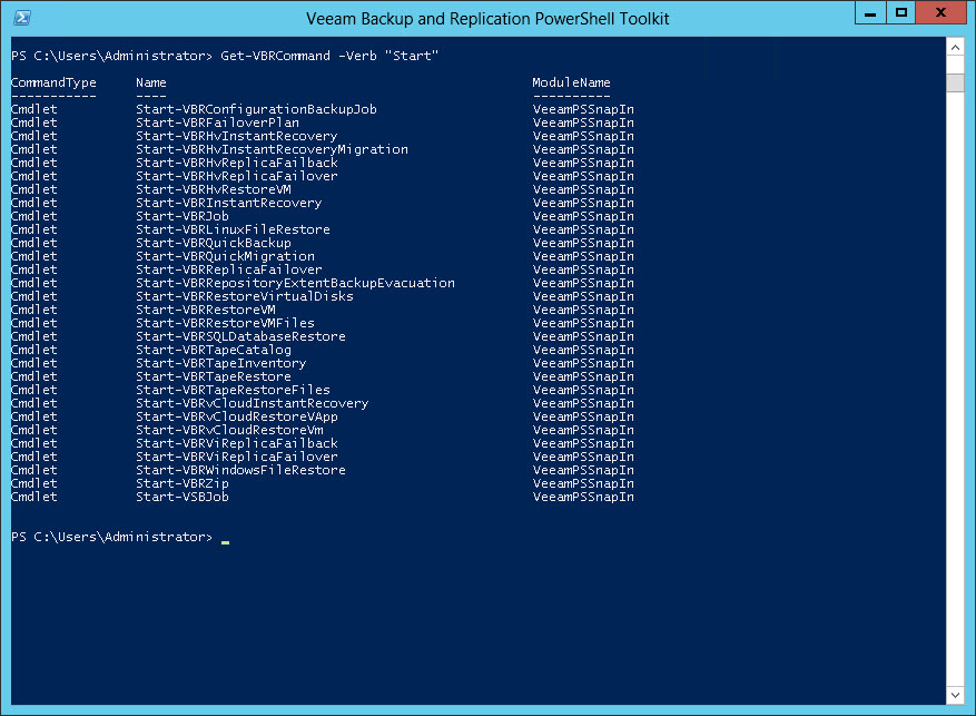 Using Get-VBRCommand