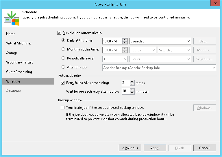 Creating Backup Job