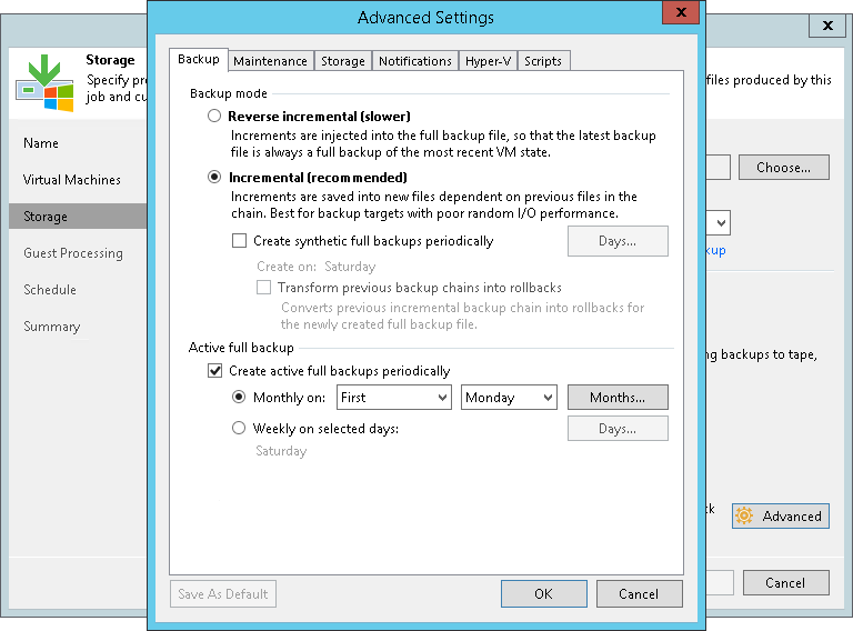 Creating Backup Job